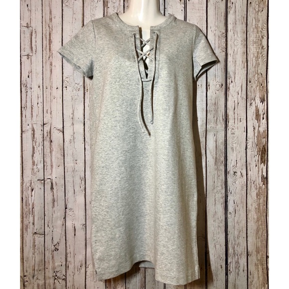 NWT J. Crew Lace Up Gray Dress - Picture 2 of 8